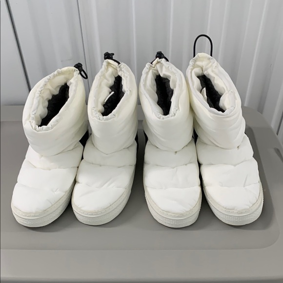 2 pair Cozy White Puffer Boots